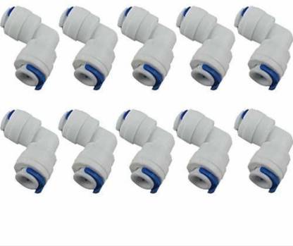 uxcell Quick Connector L Type 1/4 to 3/8 Push Fit Elbow Connect Fittings for Water Purifier 35x30mm White 5Pcs 