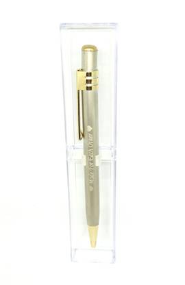 SMART WORLD Special Engraved Silver with Gold clip Royal looking Pen for Gifting on Anniversary with Loving Message Ball Pen