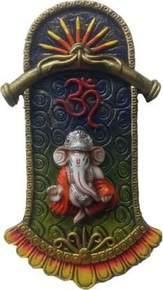 Megifting Creative Fan Design Om Shree Mukut Ashirwad Lord Ganpati with Modak Ganesha Wall Hanging Decorative Showpiece  -  26.67 cm