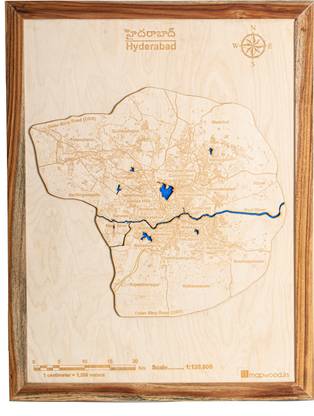Mapwood Wooden 2D Hyderabad Map