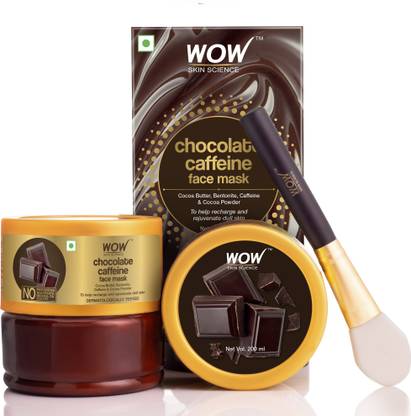 WOW SKIN SCIENCE Chocolate Caffeine Face Mask for Recharging & Rejuvenating Dull Skin - No Parabens, Sulphate, Mineral Oil & Color - 200mL