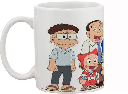 HPS CreationS Nigga Hattori & his friends Printed White 325 ml Bone China Coffee Mug