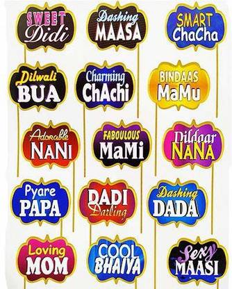 Rozi Decoration 825 Family Party Photo Props - Relationship & Family Get Together Special | Wedding Birthday - Set of 15 Photo Booth Board