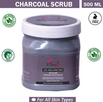 I TOUCH HERBAL ACTIVATED CHARCOAL SCRUB 500 ML FOR FACE AND BODY NO PARABEN NO SLS Scrub