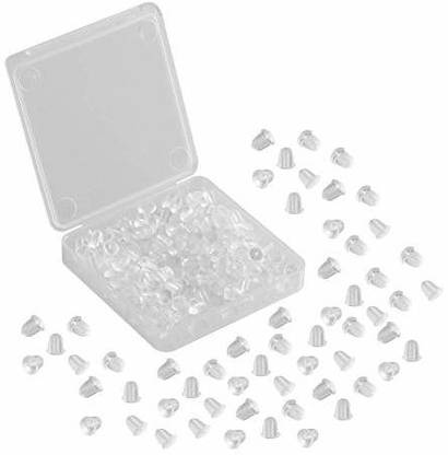DIY Crafts 200PCS Rubber Earring Safety Backs with Plastic Box Clear Small Backs for Earrings Safety Clear Bullet Clutch Earring Backs with Pad for Fish Hook Earring
