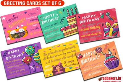 redbakers.in Happy Birthday Amazing Greeting Cards set of 6 Greeting Card
