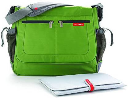 SKIP HOP Via Messenger Diaper Bag Green Zipper Closure