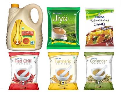 RCM HEALTH GUARD OIL 5 ltr, TEA 500g, SALT 1kg, CHILLI 500g, TURMERIC 500g, CORIANDER 200g COMBO PACK Combo