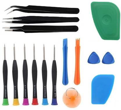 wroughton 9 in 1 Professional Screwdriver Set Mobile Repairing and Opening Tool Kit For iPhone 6/6S/iPhone 7/7S With All Android Mobile and other Phone With 2 Mobile Opener and 2 Plastic Spudger for Mobile Screen and Battery Removal Kit and Set of 3 ESD Non Magnetic Tweezers- Straight, Flat & Curved Precision Screwdriver Set
