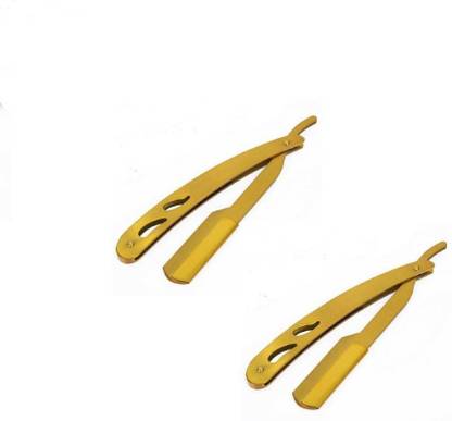 Stylazo Professional Use Shaving straight Edge Barber Blade Razor Golden Razor (Pack of 2), Men
