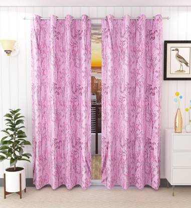 Ville Style 274 cm (9 ft) Polyester Semi Transparent Long Door Curtain (Pack Of 2)
