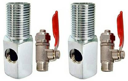 pireti-aqua RO Inlet Valve 3/8" Brass + 1/2" Nipple Brass for 3/8" Big Pipe Tubing RO Water Purifier Inlet Ball Coupling Set ON-OFF Tee Cock Ball Valves