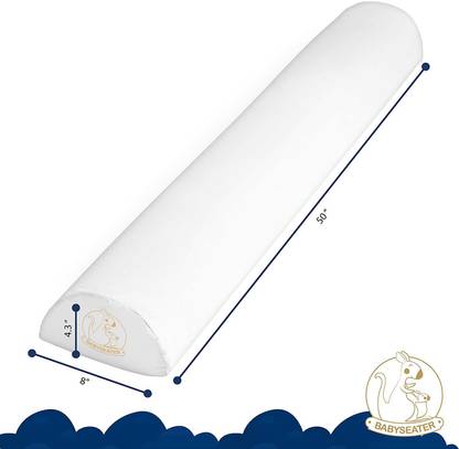 BABYSEATER Toddler Bed Rail - Non-Toxic, Water-Resistant Foam Toddler Bed Rail Bumper Guard Provides Safety and Reassurance - White, Machine Washable Cover - Non-Slip Side Bed Rail for Kids + Travel Case [CAT_83626]