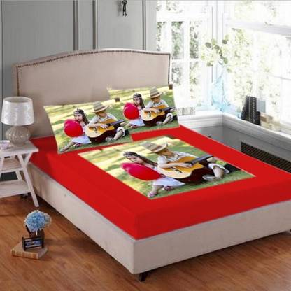 Home Streak Velvet Double Flat 500 TC 3D Printed Bedsheet