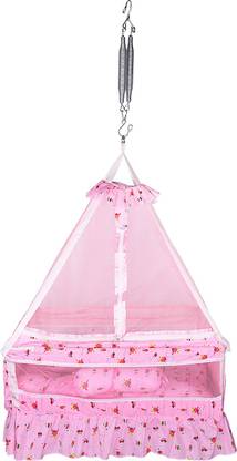 132 Baby's Hanging Swing Cradle with Bedding Set, Mosquito Net and Spring