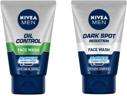 Nivea Men Men Oil Control  100 ml & Dark Spot Reduction  100 ml Pack of 2) #24 Face Wash