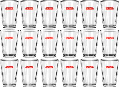 Artista (Pack of 18) Small Plain Chai / Tea Glasses - 110ml (Set of 18) also for Milk, Coffee, Juice, Cocktail, Mocktail Glass Set Cocktail Glass