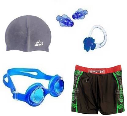 Morex ® Swimming Cap , Goggles , Trunks ,Earplugs & Nose Clip Size-XL CB-266 Swimming Kit