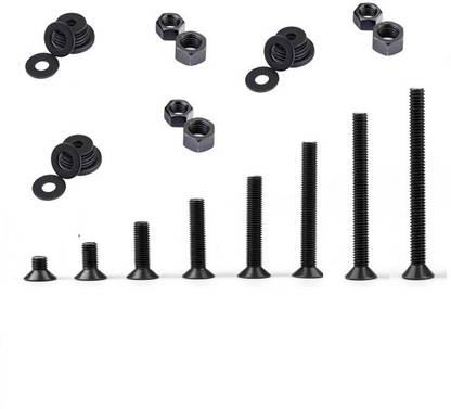 RPI SHOP Nut & Bolt Set M3 Allen CSK Screw Set of 8 Size (6mm, 8mm, 10mm, 12mm, 15mm, 20mm, 25mm, 30mm) Each 25 Pcs, With 200 pcs Nut & 200 Pcs Washer, Pack Of 600 Pcs