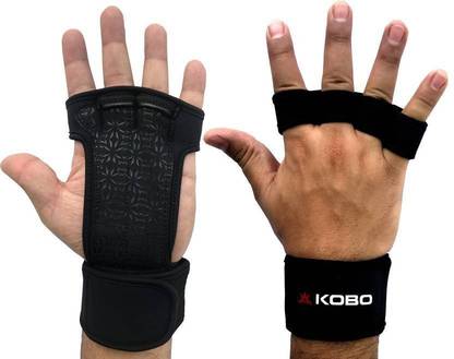 KOBO WTG-18-BLACK-SMALL Weight Lifting Gym Gloves Hand Protector For Fitness Training Gym & Fitness Gloves