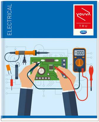 NAVNEET Youva Hard Bound Electrical Gazette Practical Book 21.5x26.5 cm-1 Ruled / 1 Plain Assorted Notebook 1 Ruled / 1 Plain 176 Pages