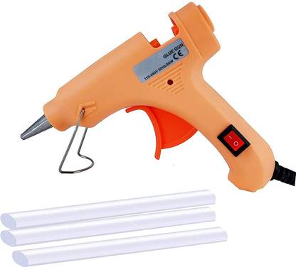 T Gum Fairsdeal - 20 watt Peach and orange/ with 03 glue sticks/ with on-off button/ with indicator/ with stand/ with high quality/ hot melt glue gun (7mm) Standard Temperature Corded Glue Gun
