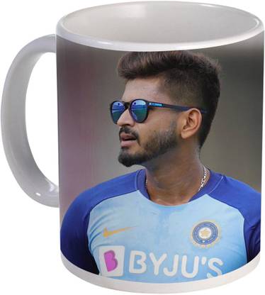 COLOR YARD best Shreyas Iyer in field in indian cricket uniform design on Ceramic Coffee Mug