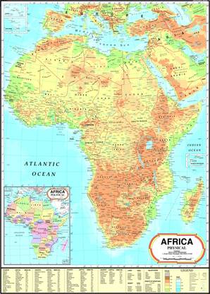 Africa Physical Map Photographic Paper