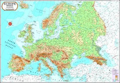 Europe Physical Map Photographic Paper