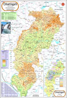 Chhattisgarh Physical Map Photographic Paper