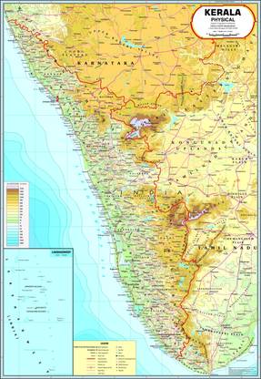 Kerala Physical map Photographic Paper
