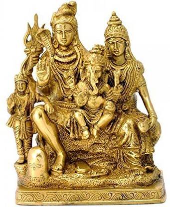 OgCombo Shiv Parivar Handicraft Idol Lord Shiva Family Statue Bhole Baba Mahadev , Parvati , Ganesh , Kartikeya Nandi Decorative Showpiece  -  9 cm