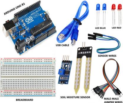 DENGINEERS SOIL MOISTURE SENSOR KIT WITH ARDUINO UNO R3 FOR COLLEGE PROJECTS,DIY MODELS ETC Micro Controller Board Electronic Hobby Kit
