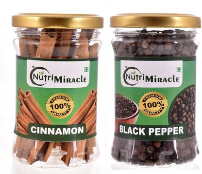 NUTRI MIRACLE black pepper 125gm cinnamon stic 50gm Combo
