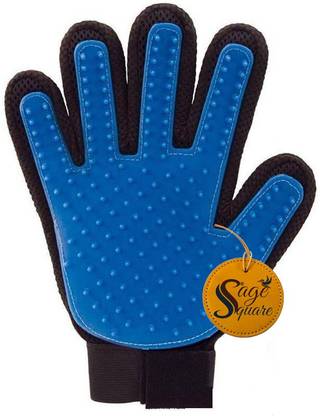 Sage Square Double Side Bristle Pet Hair Remover Enhanced 5 Finger Design Gentle Deshedding Brush Gloves for Dog and Cat with Long and Short Fur Curry Comb for  Dog & Cat