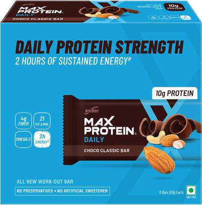 RiteBite Max Protein Daily Choco Classic 10g Protein Bar Box