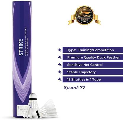 LI-NING Strike Speed 77 Feather Shuttlecock (White Natural) Feather Shuttle  - White