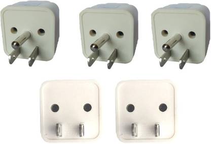 wroughton AX_506 Pack of 5 Universal Traveller Conversion Plug 3 Pin and 2 Pin Socket Worldwide Adapter, Convert UK/US/EU/AU Power Adaptor 10 Amp Three Pin Plug