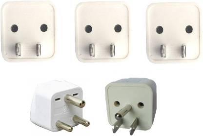 wroughton AX_520 Pack of 5 Universal Traveller Conversion Plug Worldwide Adapter, Convert UK/US/EU/AU to India Power Adaptor 6-10 Amp Three Pin Plug