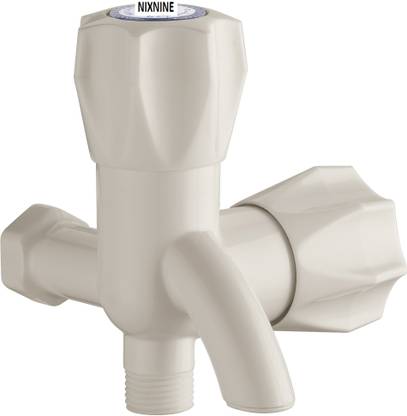 Nixnine NX735 Pack of 1 ABS Plastic 2 in 1 Bib Cock Water Tap Bathroom Faucet Kitchen Water Tap Toilet size 1/2" ( Ivory ) Bib Tap Faucet
