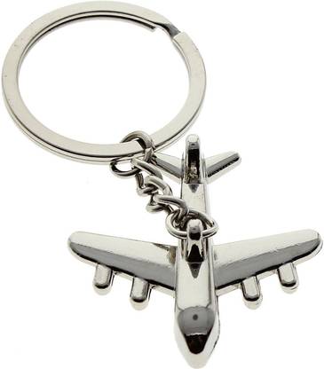 Relicon Plane Aeroplane (Design-1) Silver Metal Keychain for Car Bike Kids Men Women Keyring Key Chain