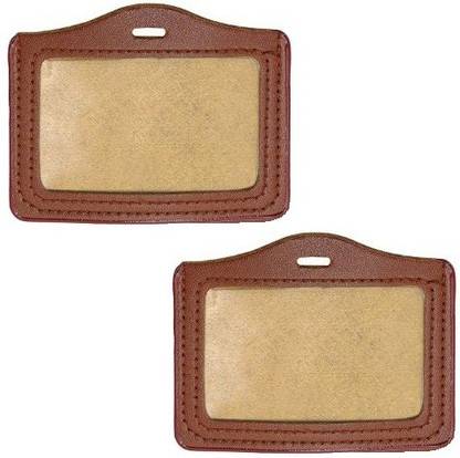 JSM Leather ID Badge Holder Horizontal ID Card Holder Pack of 2 Lanyard
