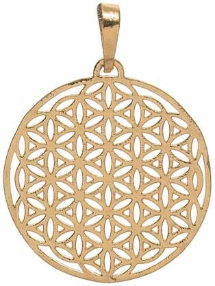 Shubhanjali Flower of Life Pendant in Gold Non-Precious Metal A Sacred Geometry Symbol for Healing, Seed of Life Metal Pendant