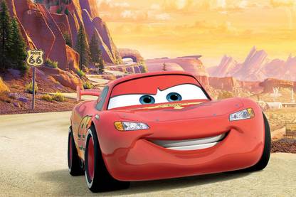 Animated Car Cartoon Poster | Decorative Poster | Poster For Kids Room | High Resolution -300 GSM- (18x12) Paper Print