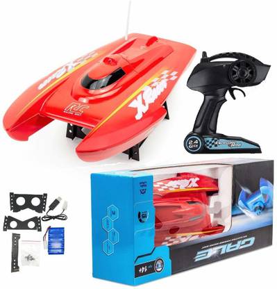 IndusBay Remote control Boat High Speed Max 15 km/h Racing MotorBoat toy for kids - Water Motor cruise Boat ships Yatch for kids - Red