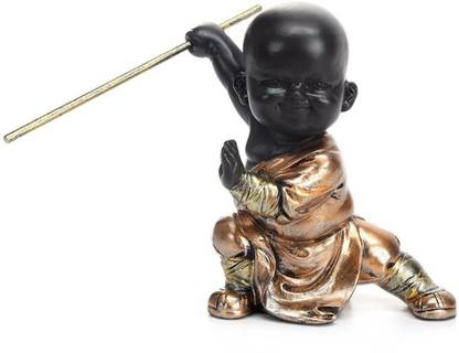 @Home by nilkamal Baby Monk Holding Stick Decorative Showpiece  -  9 cm