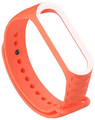 J Polygon Pattern strap Compatible With Band 3 /4 Orange_White Smart Watch Strap