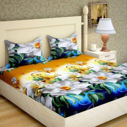 ZESTUREE 135 TC Microfiber Double 3D Printed Flat Bedsheet