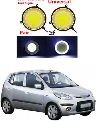 XZRTZ Car Led Cob Drl Daytime Running Light Round Fog Lamp (Pack of 2,White Yellow) a82 Headlight Car LED for Hyundai (12 V, 12 W)
