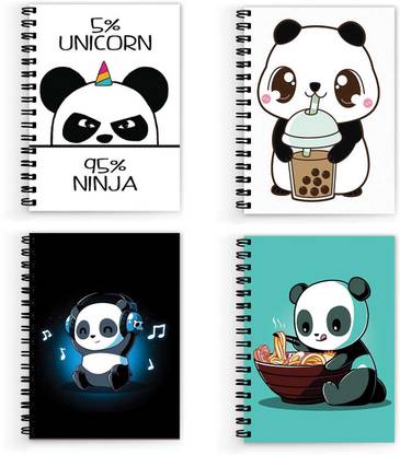 VPRINT QUALITY panda notebook blank A5 Notebook Unruled 160 Pages